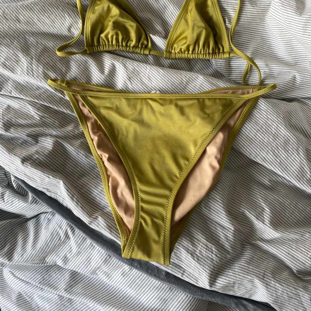 Nu Swim Olive Green Triangle Bikini Bottoms